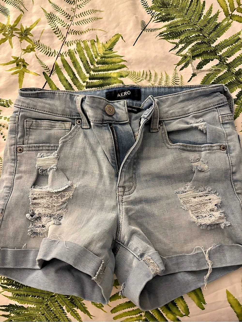 AERO High Rise Midi Jean Shorts